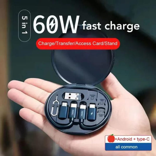 5-in-1 Data Cable Set – 60W Fast Charging, All-in-One (Random Color)
