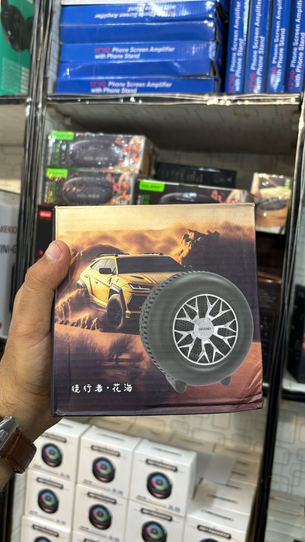 Tyre-Shaped Bluetooth Speaker – Deep Bass, Portable with LED Lights