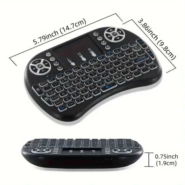 I8 Mini Wireless Keyboard with Touchpad – 7-Color Backlight, Plug & Play for TV & Projector