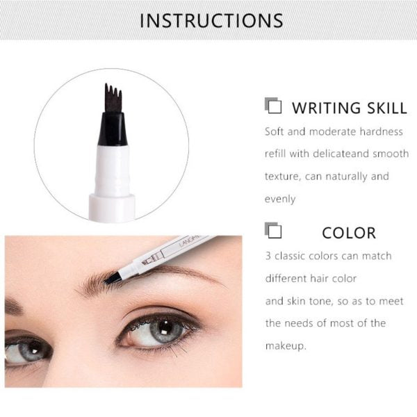 4 Tip Waterproof Eyebrow Pen – Fine Sketch Liquid Tattoo Tint for Natural Look