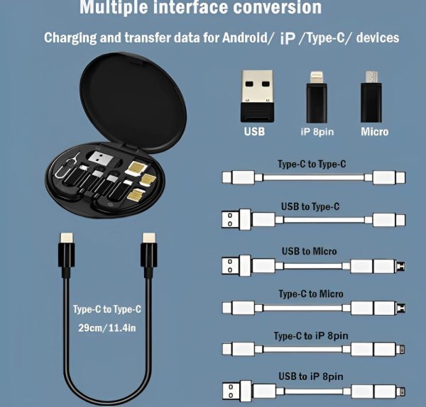 5-in-1 Data Cable Set – 60W Fast Charging, All-in-One (Random Color)