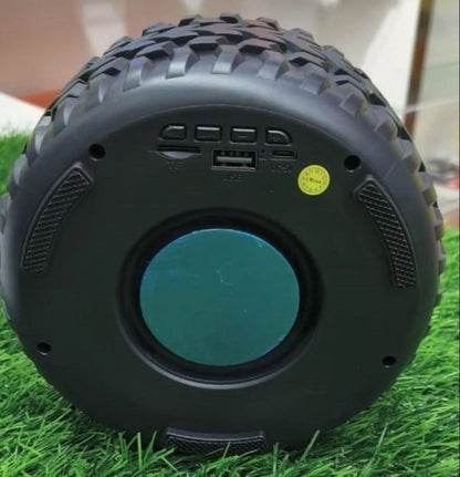 Tyre-Shaped Bluetooth Speaker – Deep Bass, Portable with LED Lights