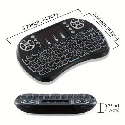 I8 Mini Wireless Keyboard with Touchpad – 7-Color Backlight, Plug & Play for TV & Projector