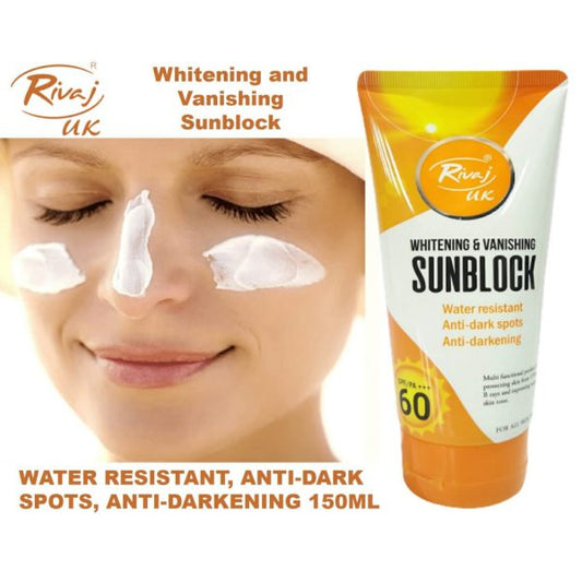 Rivaj Sunblock SPF 60 Whitening – 150ml, All Skin Types