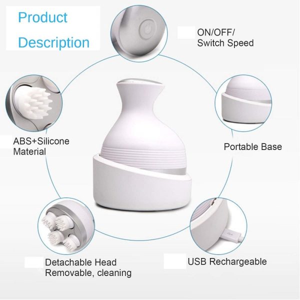 Electric Scalp Massager – Rechargeable with 4 Massage Clusters